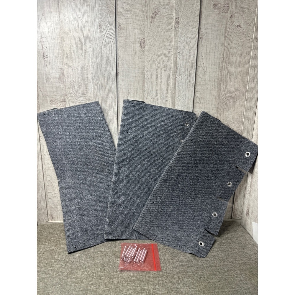 RV Camper Step Covers Wrap Around Non Slip Carpet Mats Grey 22 Inch 3 Pack - Picture 1 of 6